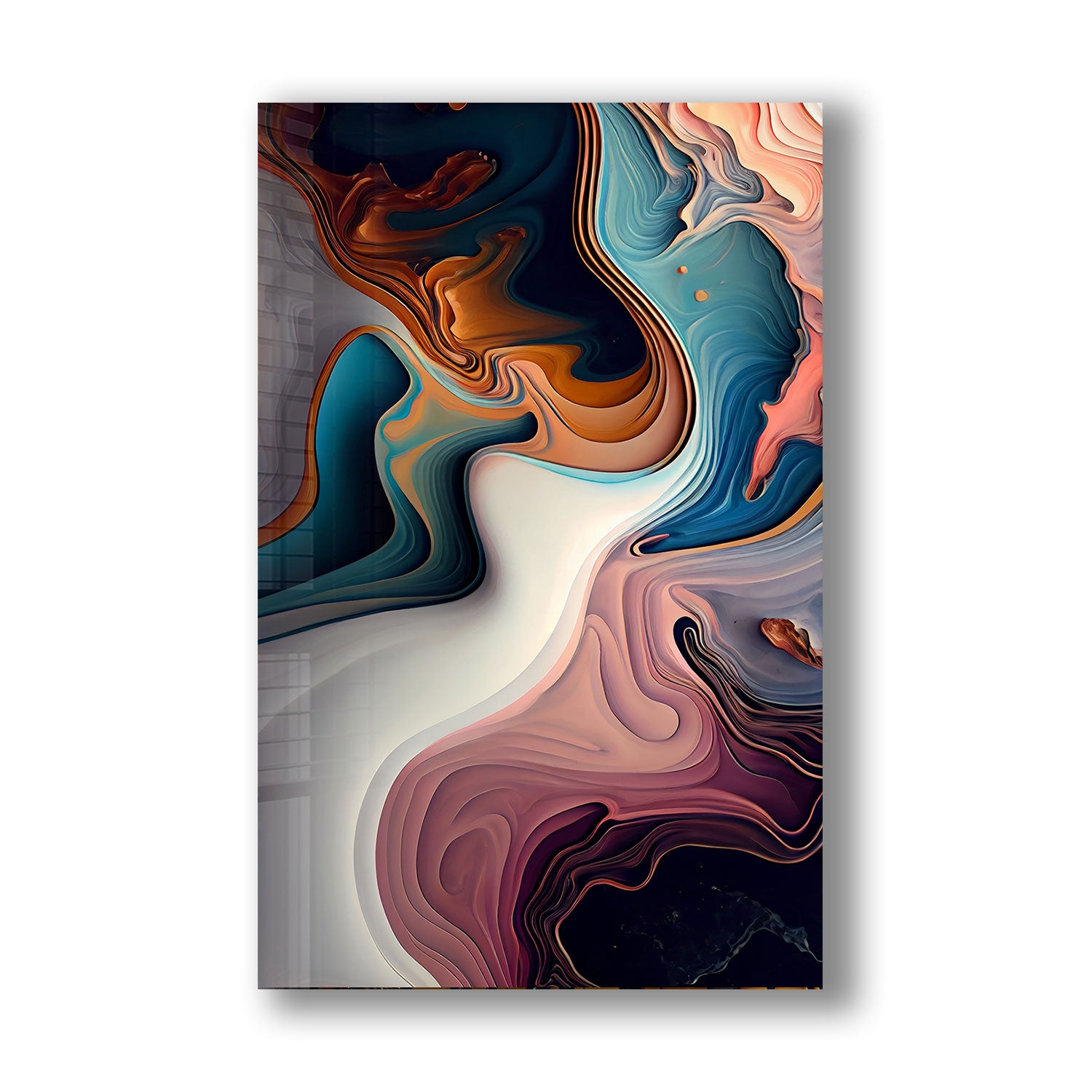 Abstract Pastel Waves - Tempered Glass Wall Art