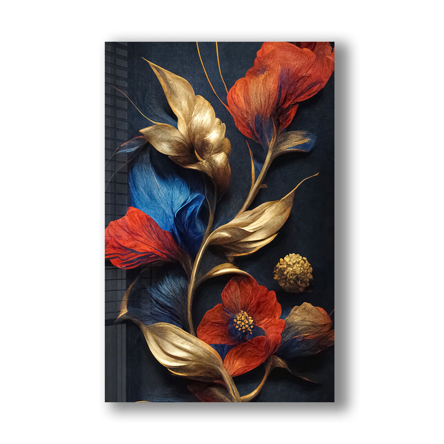 Floral 3 Colours - Tempered Glass Wall Art