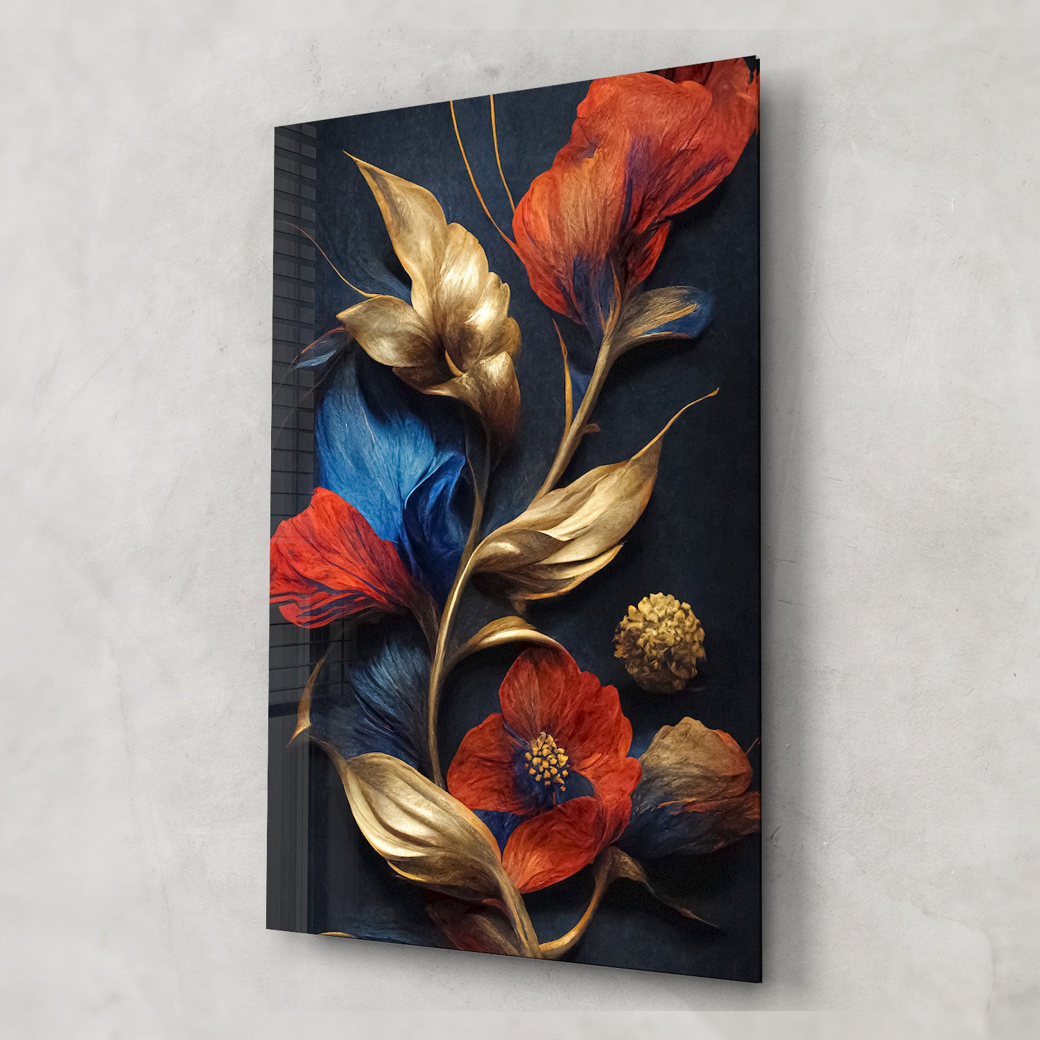 Floral 3 Colours - Tempered Glass Wall Art