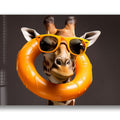 Artronauts Glass Print Giraffe Can Swim Too