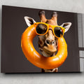 Artronauts Glass Print Giraffe Can Swim Too