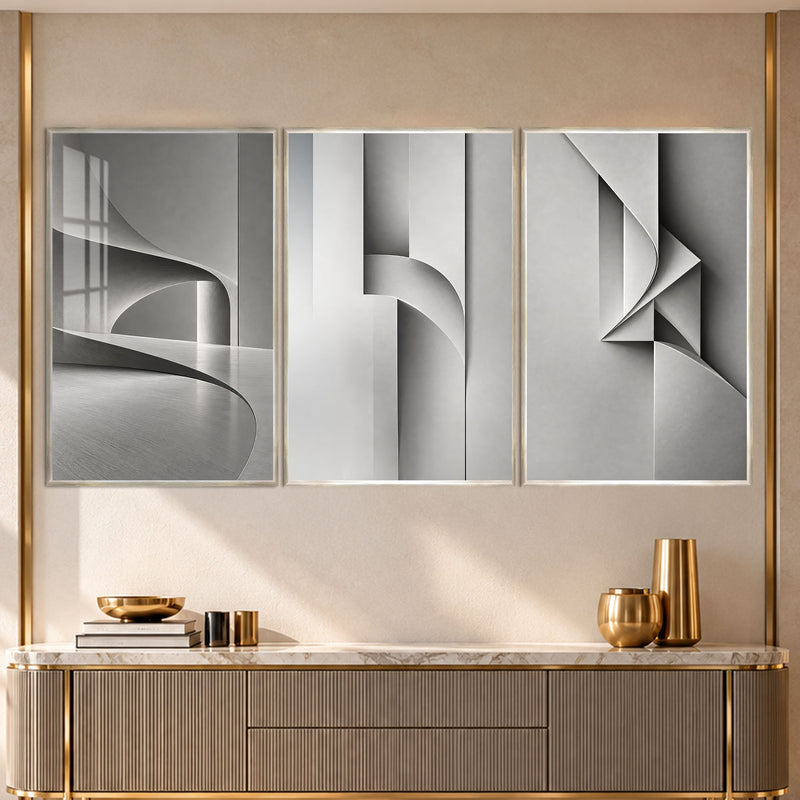 Sculptural Gray with silver frame