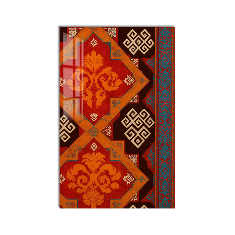 Artronauts Glass Print Turquoise Kilim Pattern Glass Wall Art