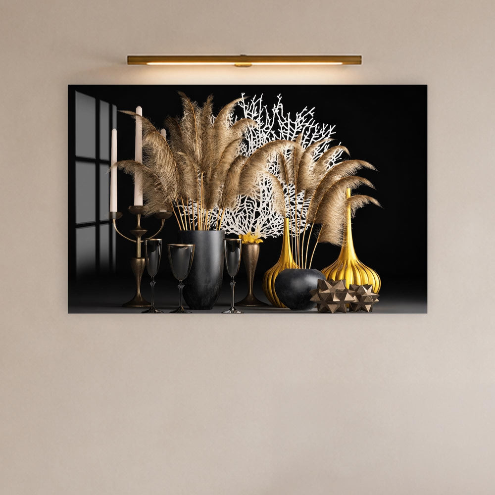 Artronauts Glass Print Pampas and Coral Still Life Glass Wall Art