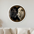 Lion And Tiger Portrait with white frame