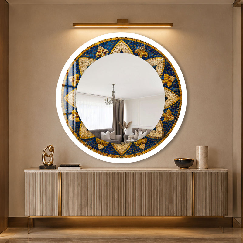 Sapphire Mosaic Fleur with white frame