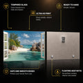 Tropical Window Escape — tempered glass, ultra HD print, ready to hang
