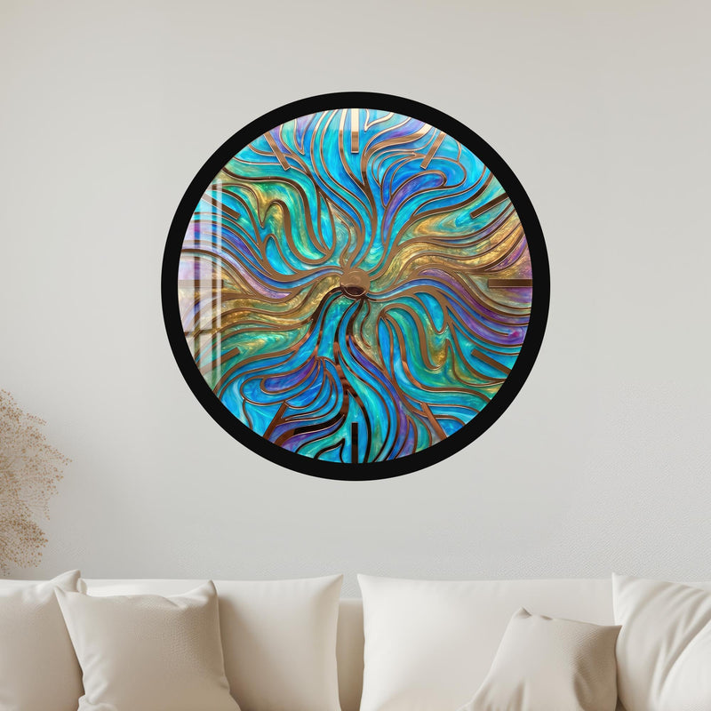 Stained Glass Radial Swirl with black frame