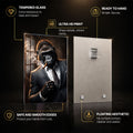 Gorilla Cigar — tempered glass, ultra HD print, ready to hang