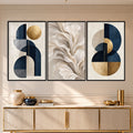 Navy Gold Floral with black frame