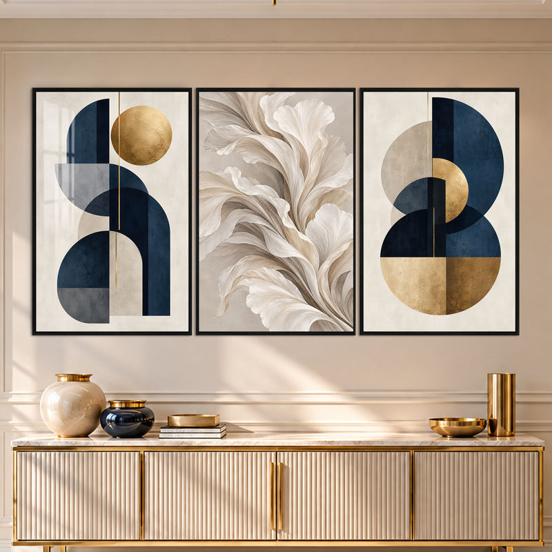 Navy Gold Floral with black frame
