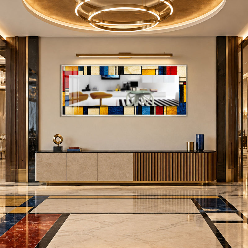 Mondrian Stained Glass with white frame