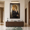 Executive Lion with walnut frame