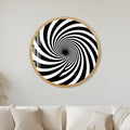 Monochrome Spiral Illusion with gold frame