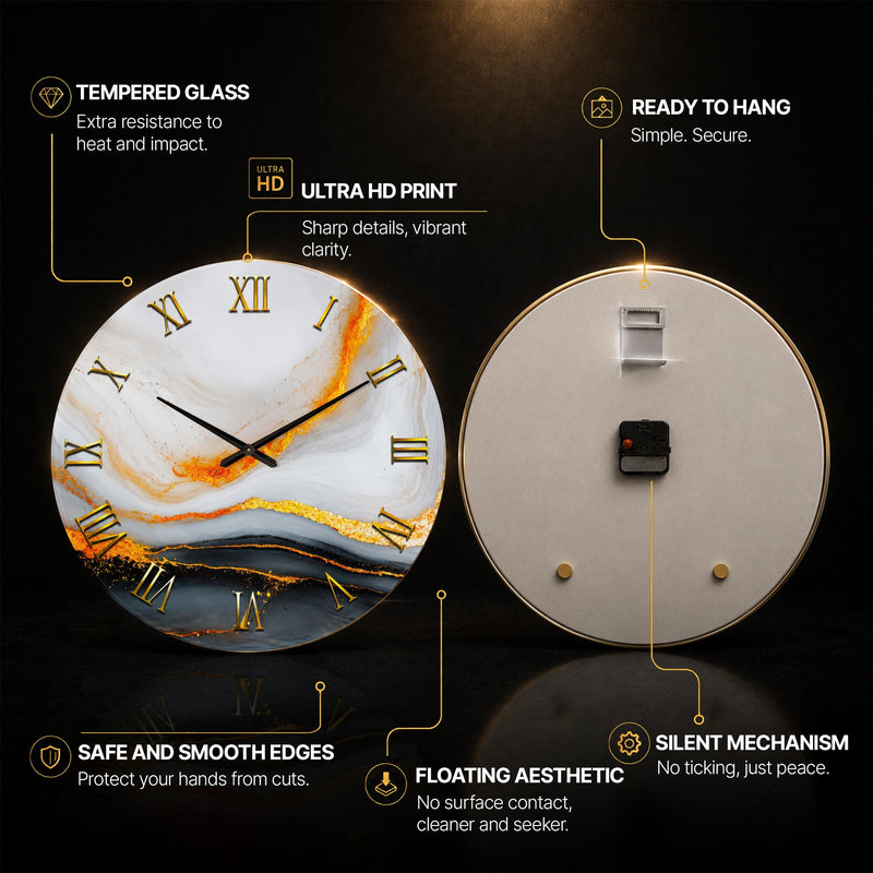 Golden Marble Elegance — tempered glass, ultra HD print, ready to hang
