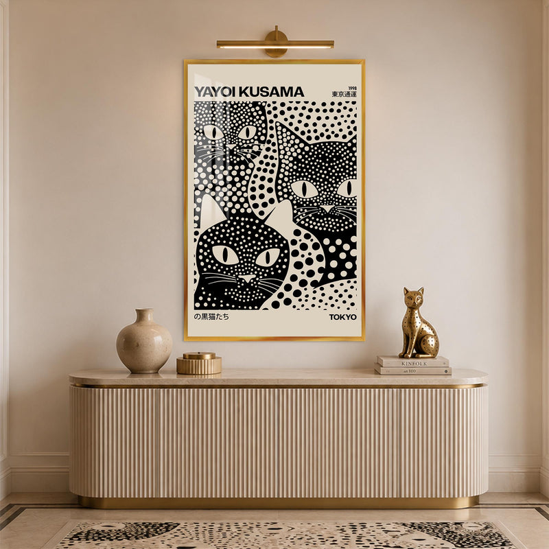 Tokyo Polka Dot Cats with gold frame