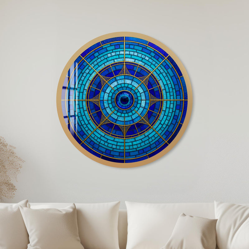 Blue Radial Evil Eye Dial with gold frame