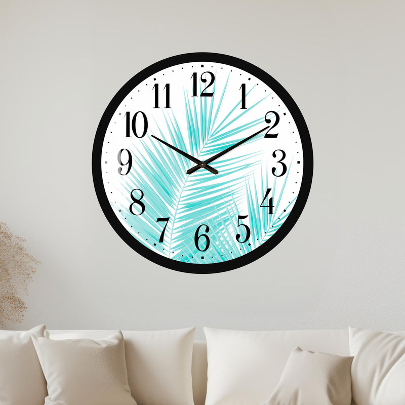 Aqua Palm Leaves with black frame