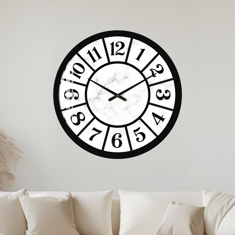 Classic Marble Timepiece with black frame
