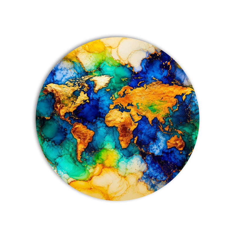 Gilded World Map product shot on white background
