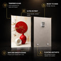 Crimson Vase Harmony — tempered glass, ultra HD print, ready to hang
