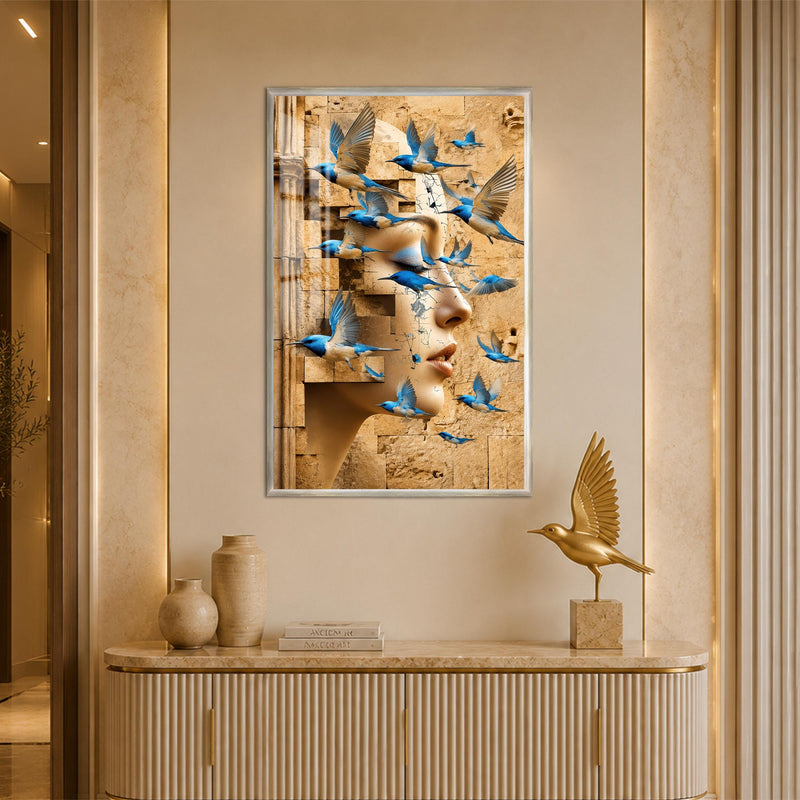 Blue Birds Of Imagination with silver frame