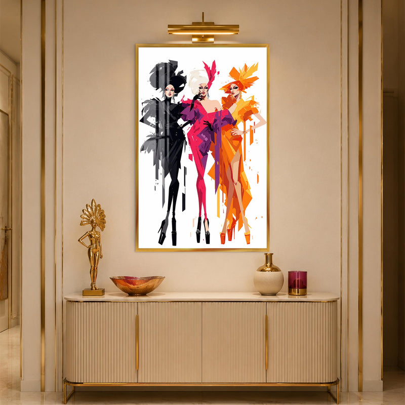 Chromatic Fashion Trio with gold frame