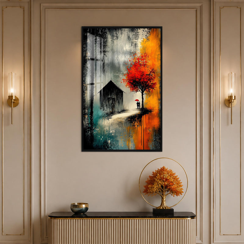 Couple Beneath Autumn Tree with black frame