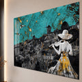 Artronauts Glass Print Violinist Over Santorini Glass Wall Art