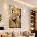 Artronauts Glass Print Golden Crane Flight Glass Wall Art