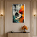 Couple Beneath Autumn Tree with silver frame