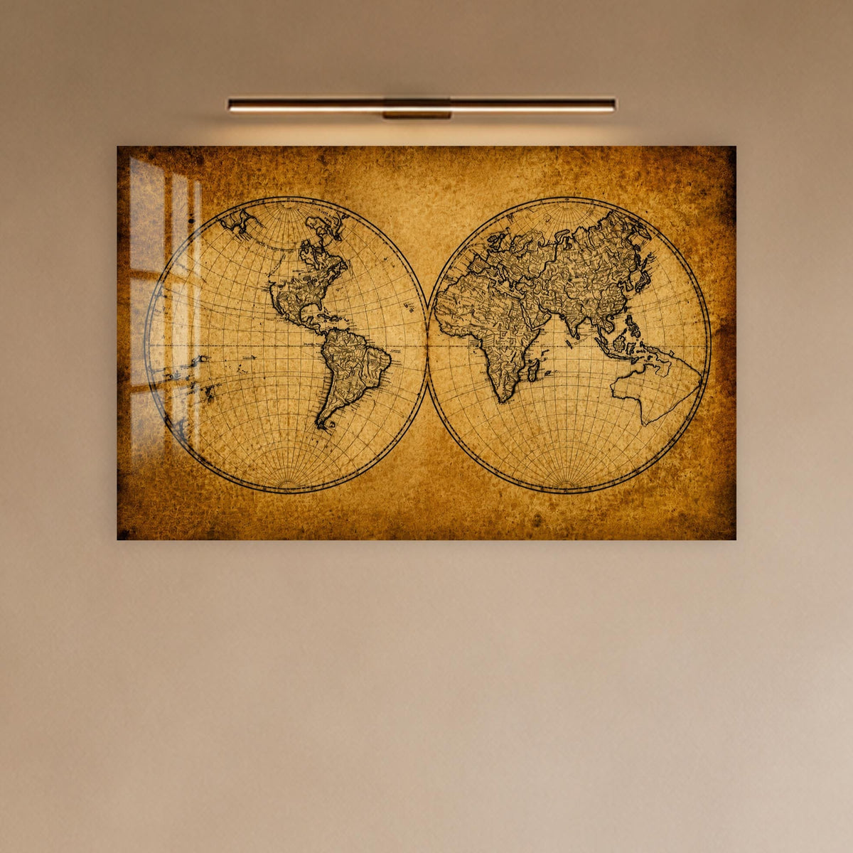 Artronauts Glass Print Antique World Map Glass Wall Art