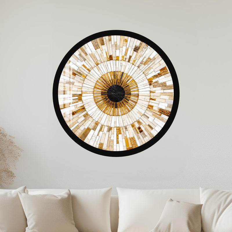 Golden Mosaic Sunburst with black frame