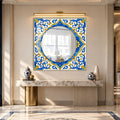 Mediterranean Tile Flourish with white frame