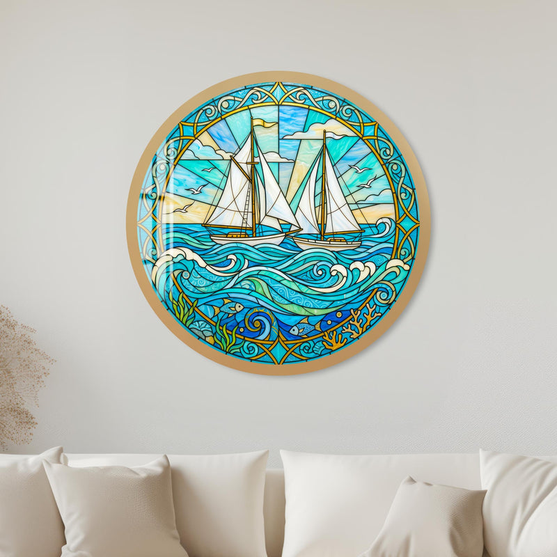 Sailing The Azure Sea with black frame
