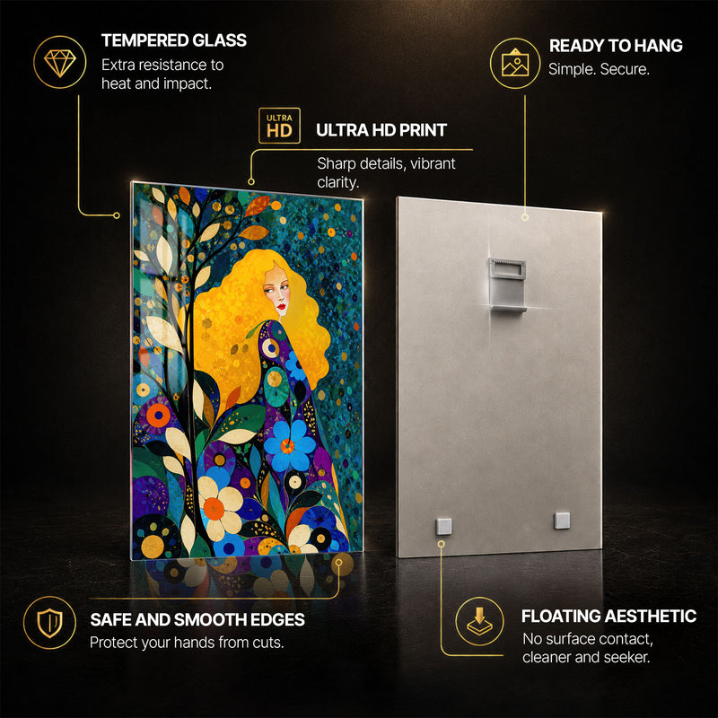 Botanical Women — tempered glass, ultra HD print, ready to hang