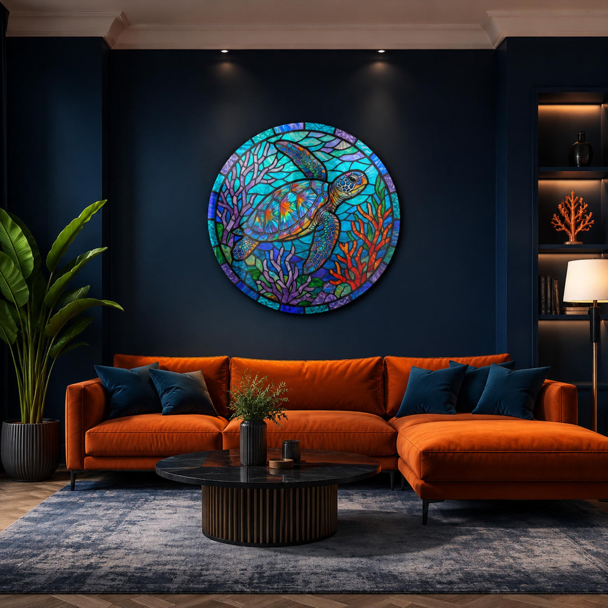 Rainbow Sea Turtle — tempered glass, ultra HD print, ready to hang