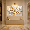 Artronauts Glass Print 18x12 cm | 7.1"x4.7" / Silver Golden Bloom Textures Glass Wall Art