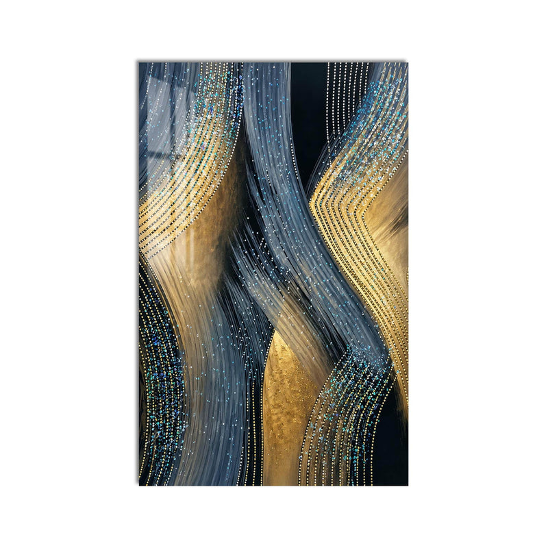 Artronauts Glass Print Gilded Sapphire Currents Glass Wall Art