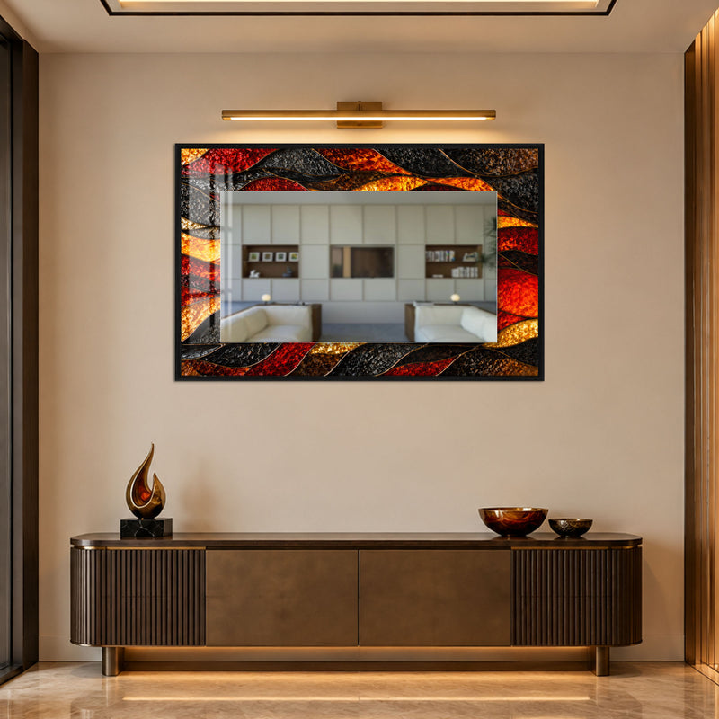 Ember Mosaic Waves with black frame