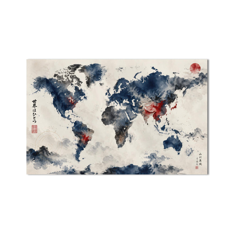 Ink Wash World Map product shot on white background