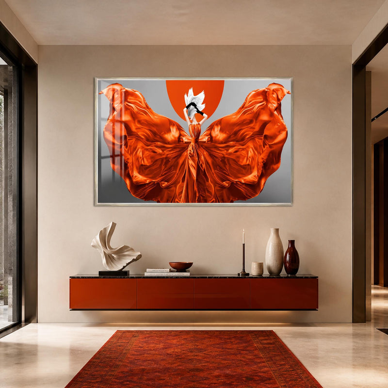 Scarlet Gown Silhouette with silver frame