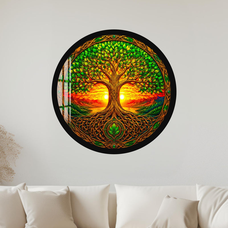 Celtic Tree Sunset with black frame