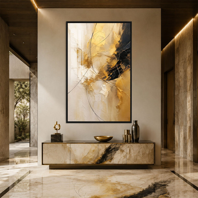 Artronauts Glass Print 12x18 cm | 4.7"x7.1" / Black Golden Arc Glass Wall Art