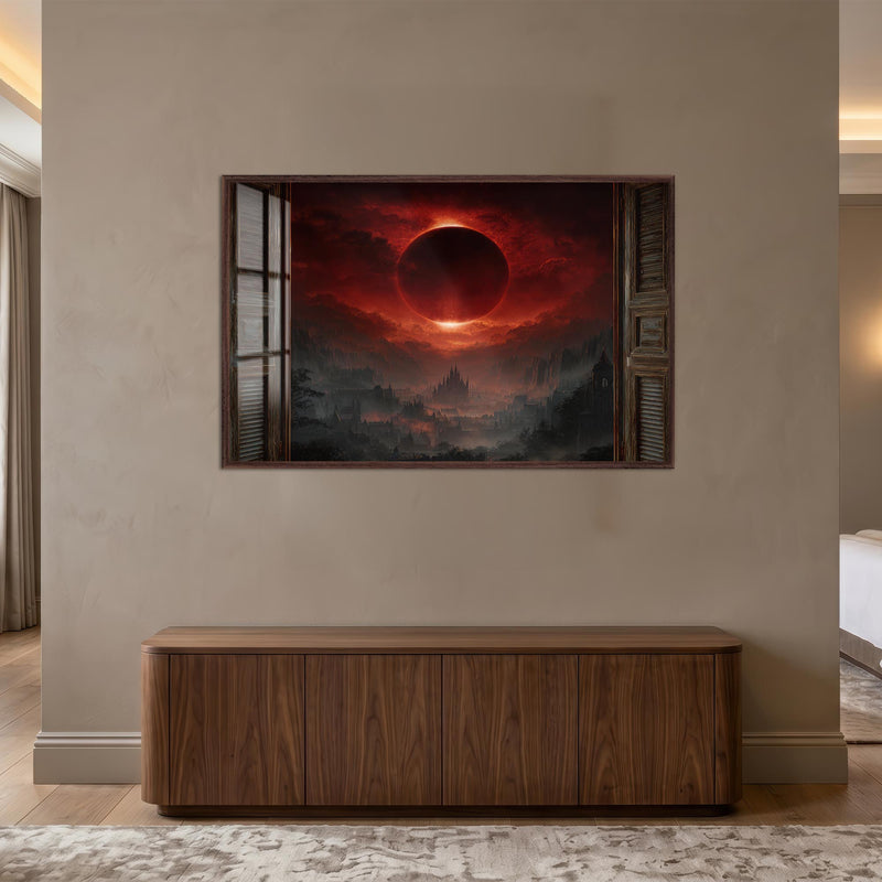 Crimson Eclipse Kingdom with walnut frame