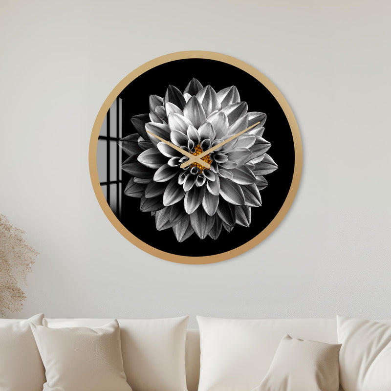 Monochrome Dahlia with gold frame