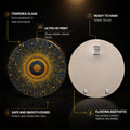 Golden Nebula Burst — tempered glass, ultra HD print, ready to hang