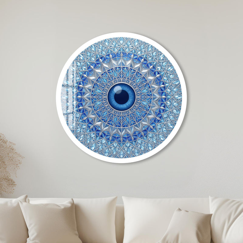 Crystal Mandala Blue Eye with white frame
