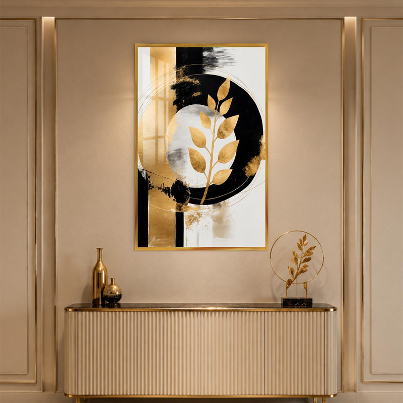 Artronauts Glass Print 12x18 cm | 4.7"x7.1" / Gold Golden Leaf Eclipse Glass Wall Art