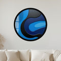 Glossy Blue Wave Swirl with black frame